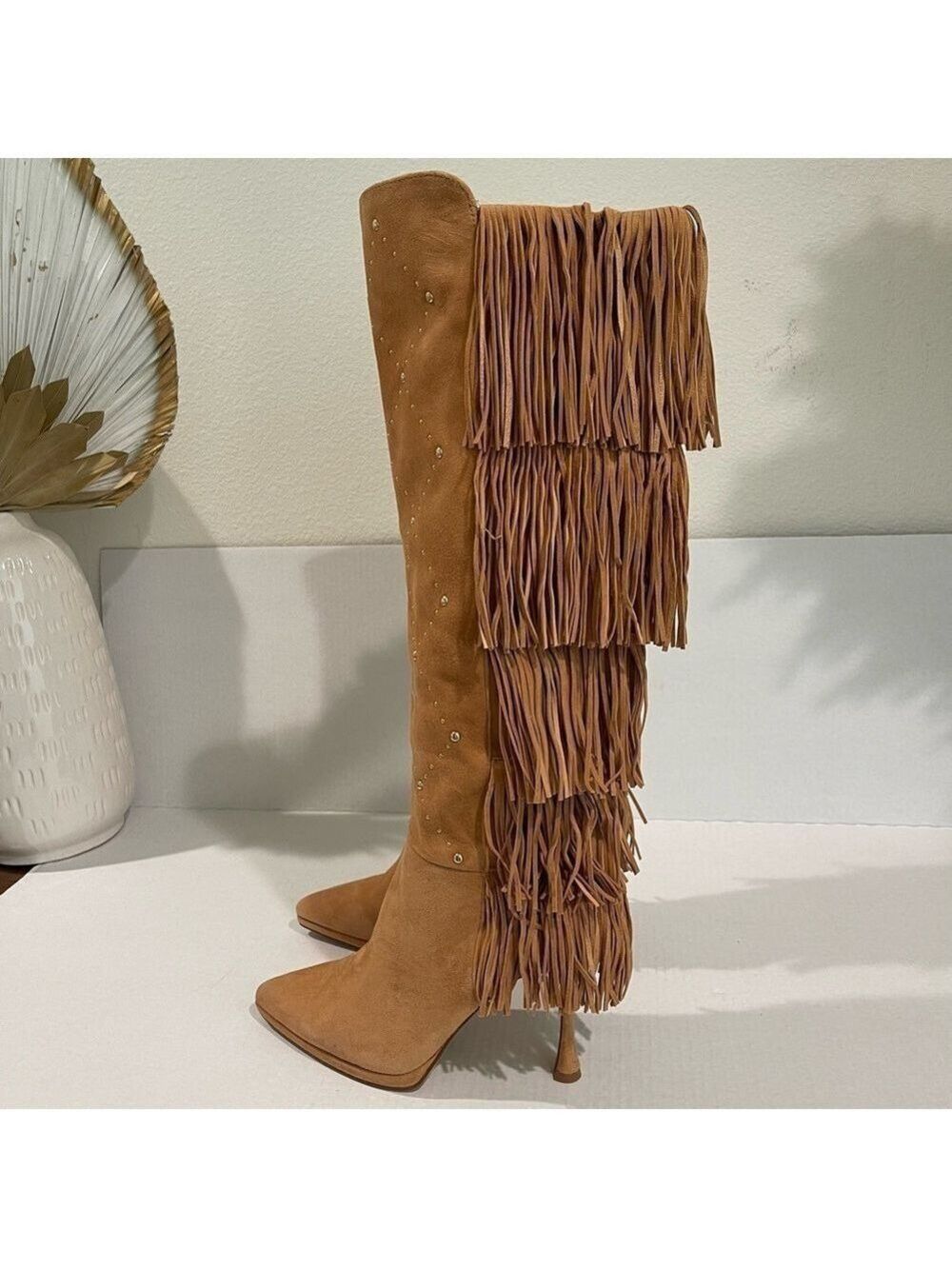 Women’s Vince Camuto Tan Fringe Panaryaz Knee High Boots Size 8.5 US! - Picture 5 of 9